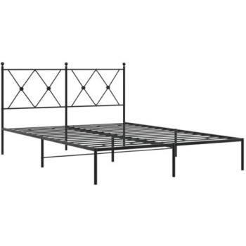 Estructura de cama con cabecero metal negro 140x200 cm