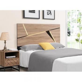 Cabecero de Cama EDENIO 170 cm con Luces LED - MDF Natural y Negro