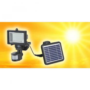 Faro LED 60 con Sensor de Movimiento y Panel Solar Recargable Luz Blanca
