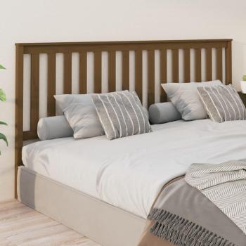 Cabecero de cama de madera maciza de pino marrón miel 206x6x101 cm