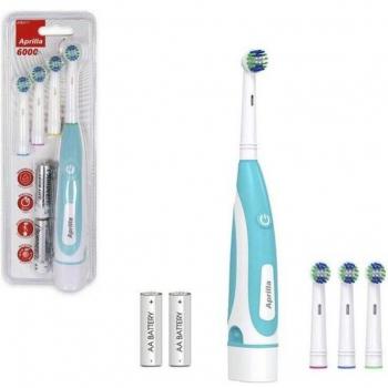 Aprilla Cepillo de Dientes Eléctrico con 3 Recambios y Colores Surtidos, 6000 RPM
