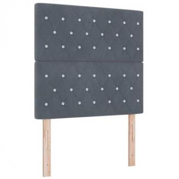 Cabecero LED con Luz de Tira, Gris Oscuro, 90 cm, Terciopelo