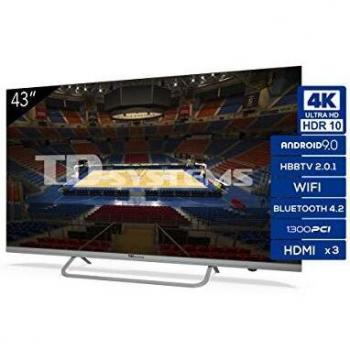 Televisiones Smart TV 43 Pulgadas 4K Android 9.0 y HBBTV, 1300 PCI Hz UHD HDR, 3X HDMI, 2X USB. DVB-T2/C/S2, Modo Hotel - Televisores TD Systems K43DLX11US