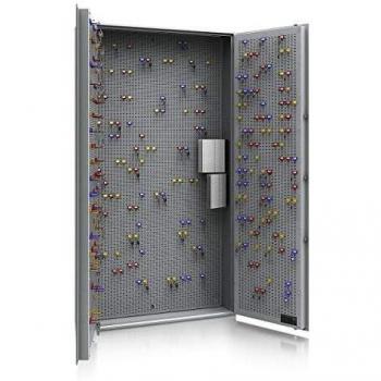 Caja de caudales para llaves con nivel de seguridad A, Euro-Norm S1, color gris claro, dimensiones 1800 x 1000 x 200 mm, capacidad para máximo 1000 ganchos