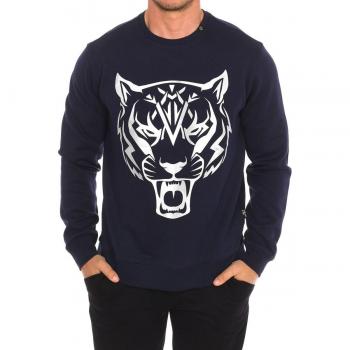 Plein Sport Men's Long-Sleeved Crew Neck Sweatshirt - Blue Cotton - Size Small