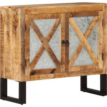 Aparador de madera maciza de mango y metal 80x30x71 cm - Mueble de Almacenaje de Salón, Buffet para salón, Armario Auxiliar, Armario de Almacenamiento, color Marrón