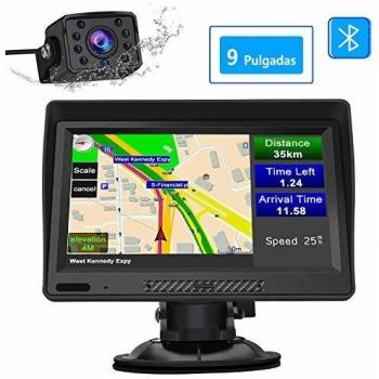 AWESAFE Navegador GPS para Camiones y Coches con Bluetooth y Cámara Trasera de 9 Pulgadas Pantalla LCD Multimedia, con Actualizaciones de Mapas de Europa para Toda la Vida