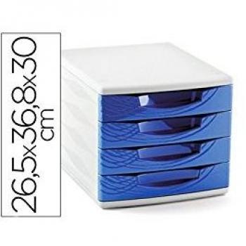 Cep 1064000351 - Fichero con 4 cajones de sobremesa, 265 x 368 x 300 mm, color azul