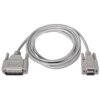 NANOCABLE 10.14.0802 - Cable Serie RS232 de comunicaciones Null Modem, DB9/H-DB25/M, Hembra-Macho, Beige, 1.8mts