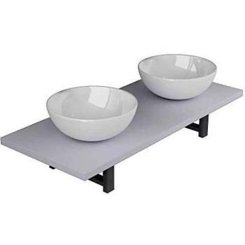 vidaXL Lavabo de Baño con Estante de Pared Cerámica Hogar Jardín Bricolaje Grifo Ducha Aseo Servicio Tocador Pila Ducha Toilette Diseño Decoración
