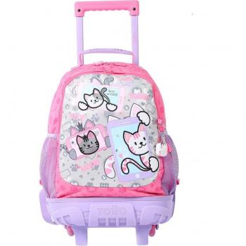 Mochila Totto Selfie Cat con ruedas mediana para infantil