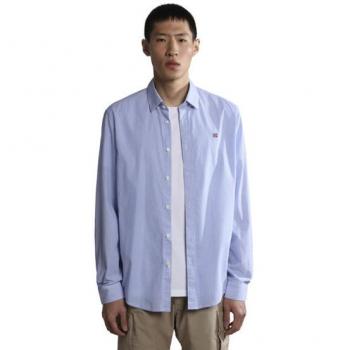 Camisa de Manga Larga Napapijri G-Graie 1 para Hombre, Azul, Talla L, Casual, Algodón