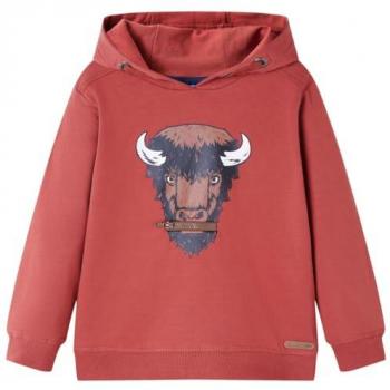Sudadera con Capucha Infantil Estampado de Buey Ropa de Niños Color Rojo Tostado Talla 116