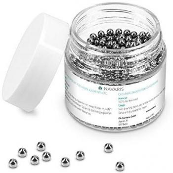 Navaris Bolas de limpieza de acero inoxidable para garrafa botellas - set de 1000 perlas limpiadoras - bolitas para decantadores vasos jarras