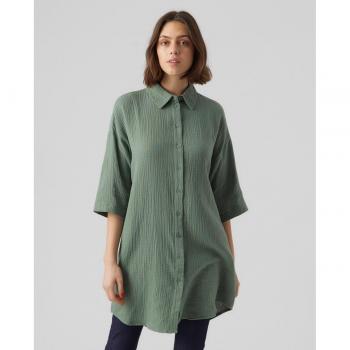 Vero Moda - Vestido camisero con manga francesa, tipo vestido, características: diseño de camisa, manga francesa, corte regular, tejido ligero y cómodo