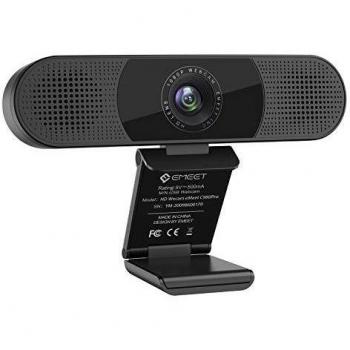 Cámara web eMeet 1080P - Cámara web C980PRO con micrófono y altavoz, cámara web Full HD, lente de 90 °, corrección automática de luz, plug & play, para PC, Skype, FaceTime, lecciones en línea