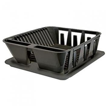 Escurreplatos con Bandeja Denox DEN249, Color Metal, Negro, Talla Única