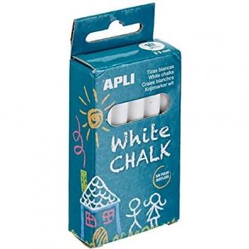 APLI - Caja tiza blanca redonda, 10 uds