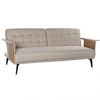 Sofá Cama Convertible DKD Home Decor 203 x 87 x 81 cm Negro Beige Metal Marrón