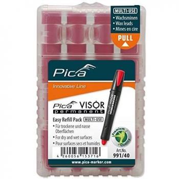 Estuche de 4 minas rojas para marcador permanente Pica Visor 991/40 - a prueba de agua