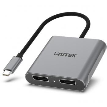 Adaptador USB-C a 2x DisplayPort 1.4 8K 60Hz V1404A