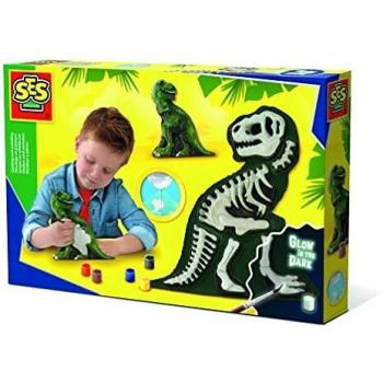 SES Creative- Moldear y Pintar-Esqueleto T-Rex Set de Moldeado con Yeso, Multicolor