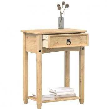 Mesa de centro Corona en madera maciza de pino 55x35x73 cm Marrón