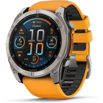 Garmin fenix 8 Sapphire AMOLED GPS Smartwatch 51mm with Titanium and Spark Orange/Graphite Band