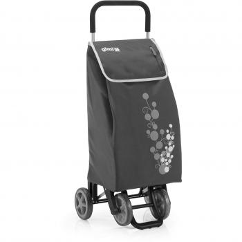 Gimi Twin - Carro de la compra, con 4 ruedas, bolsa impermeable de poliéster, capacidad de 56 litros, peso máximo soportado 30 kg, Gris, 40 x 53 x 92 cm