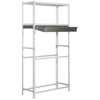 Estantería SimonRack Simongarage Box Plus 4 Niveles, Soporte para Neumáticos, Alta Capacidad de Carga 200 kg, Blanco, Dimensiones 2000x1000x400 mm con Cajón