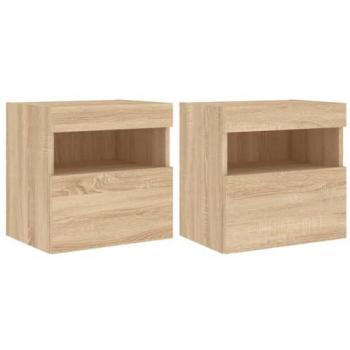Mueble TV de pared con luces LED 2 piezas Roble Sonoma 40x30x40 cm