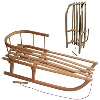 rawstyle - Trineo de madera con respaldo + Remolcador - Niños trineo trineo de madera niños trineo