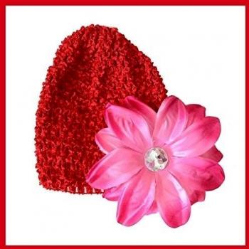 Rouge - Fuchsia Bonnet + fleur tropicale bébé 0 à 18 mois