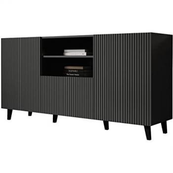 Cómoda Charlotte J110, Muebles ES, 151 x 82 x 40 cm, color antracita, con cajones y puertas