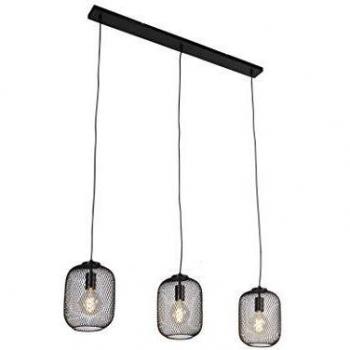 Lámpara colgante industrial negra de 110 cm con 3 luces - Bliss Mesh
