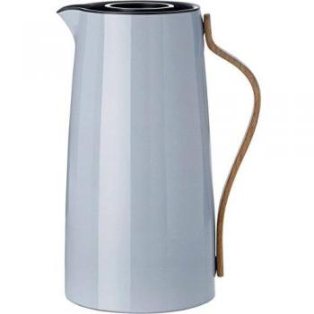 Stelton Emma - Jarra térmica para café - termo de acero inoxidable, aislado de doble pared - termo/jarra de café con mango de madera de haya, tapa easy-click - 1,2 litros, acabado brillante, Azul claro