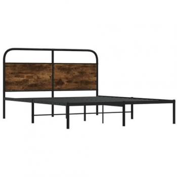 Estructura de Cama Sin Colchón 135x190 cm Madera de Roble Ahumado