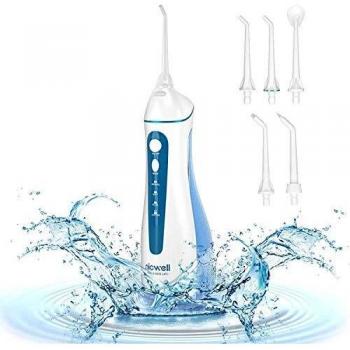 Irrigador Bucal Portatil Profesional - Irrigador Dental con 5 Boquillas 4 Modos, IPX7 Impermeable Limpieza Dientes, Recargable para Limpieza Dental, Irrigadores bucales Electrico Portátil de Viaje