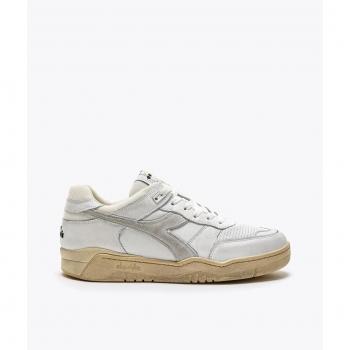 Diadora Heritage Unisex White Sneakers with Lace Closure - Size 8½