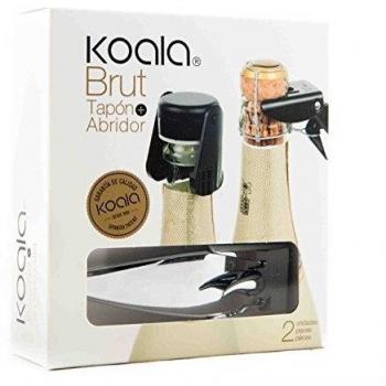 Koala Internacional Hosteleria Kit para Champagne con 2 Piezas, Acero Inoxidable, Negro, 0 cm