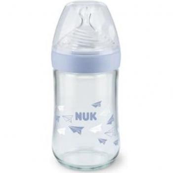 Biberón de cristal con tetina de silicona Nuk 0-6 meses 240ml