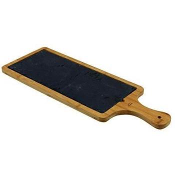 Tablero de Pizarra y Bambú Elegante 50x18 cm