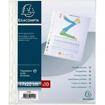 Exacompta 5120E - Bolsa de 10 fundas con multitaladros formato, 17 x 22 cm