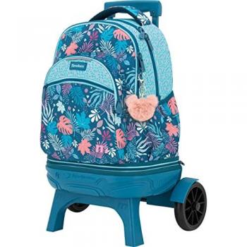 Mochila Carro TanDem Compact Premium Desmontable 301015 con ruedas grandes, diseño desmontable, capacidad para llevar libros y útiles escolares, material resistente al agua y con estampado Leaves