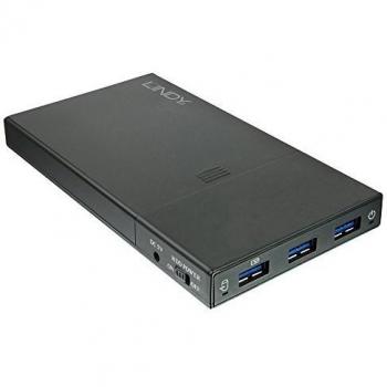 Lindy - Caja SATA USB 3.1 de 2,5 Pulgadas con concentrador de 3 Puertos