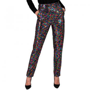 Pantalones de lentejuelas multicolor para mujer