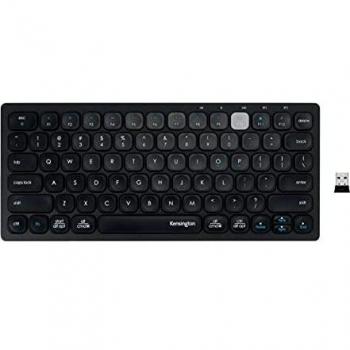 Teclado Compacto Inalámbrico Dual Kensington QWERTY/AZERTY Bluetooth Multi-Dispositivo Negro
