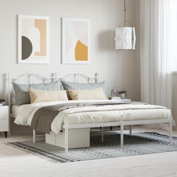 Cama redonda con cabecero de metal blanca 160x200 cm