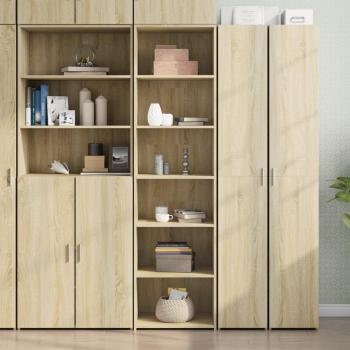 Aparador alto de madera de ingeniería roble Sonoma 50x41x185 cm, color marrón, mueble auxiliar y armario de almacenamiento