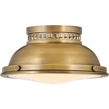 Plafón de techo semiempotrable Amelia en latón Heritage con 2 luces, estilo antiguo
